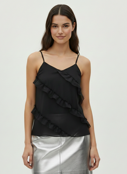 TOP VOLADOS FRILL-Black