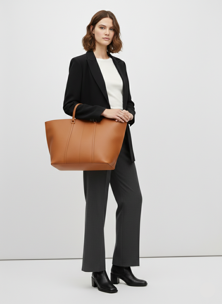 CARTERA SHOPPER EFECTO CUERO KAROLINE - Cognac