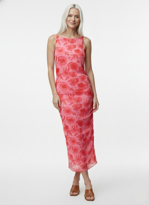 Product VESTIDO CUELLO BOTE ESTAMPADO ALLY-Pink Tulle AOP:Flowers - Image 1