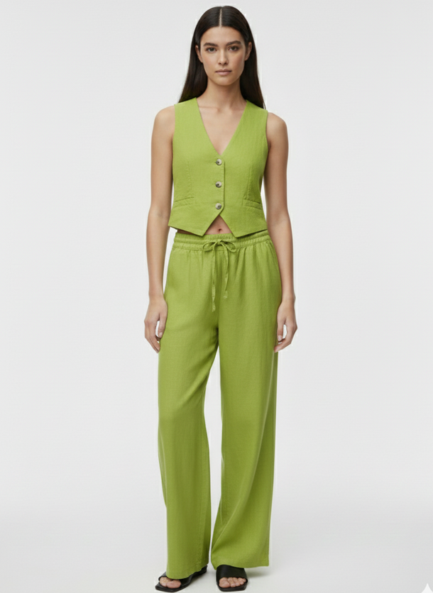 Product PANTALÓN WIDE LINO SAY - Lima Bean Green - Image 1