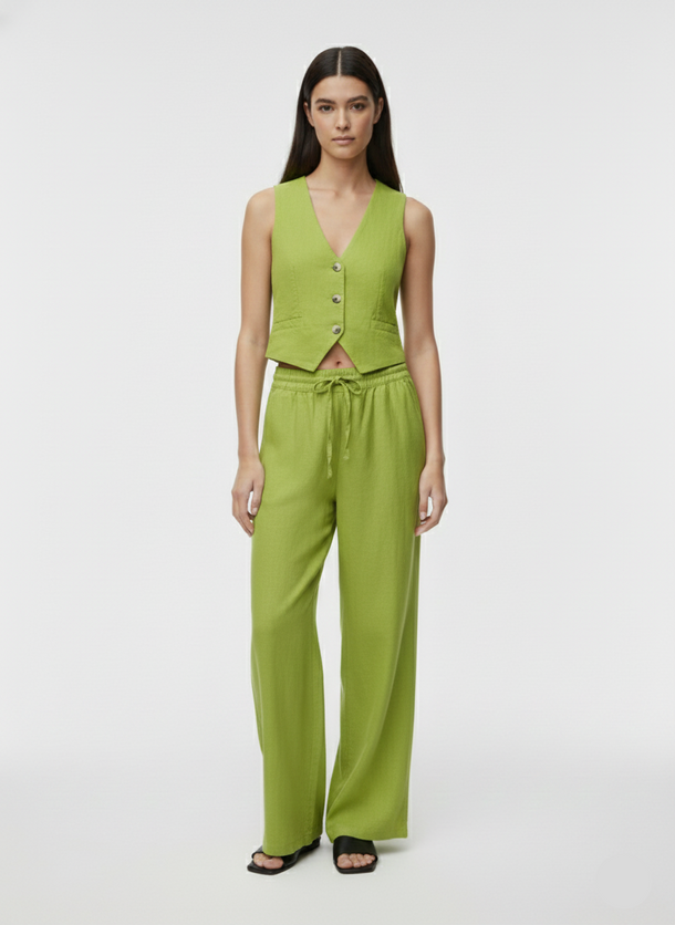 Product PANTALÓN WIDE LINO SAY - Lima Bean Green - Image 1