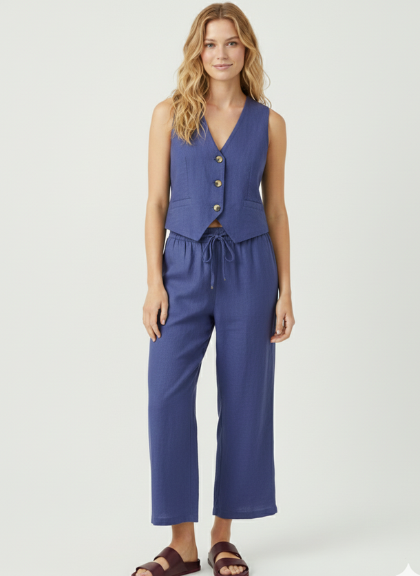 Product PANTALÓN WIDE LINO SAY - NAVY BLUE - Image 1