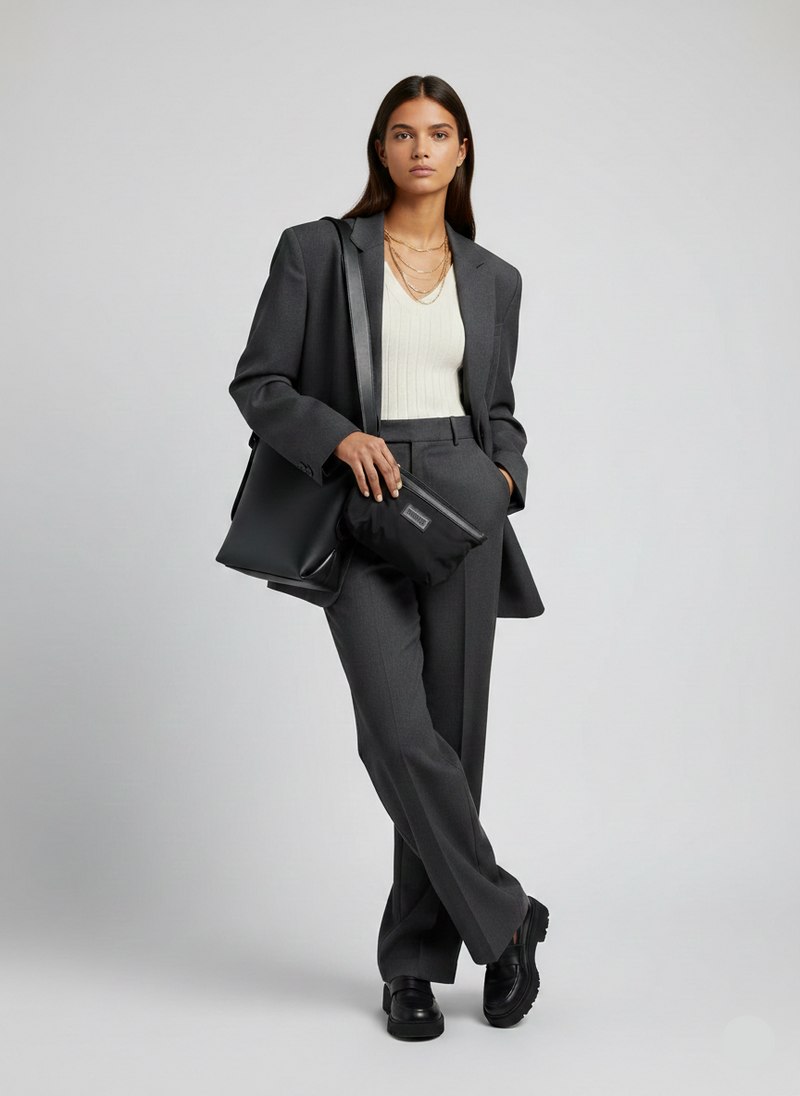 CARTERA EFECTO CUERO CON NECESSAIRE UMA - Black