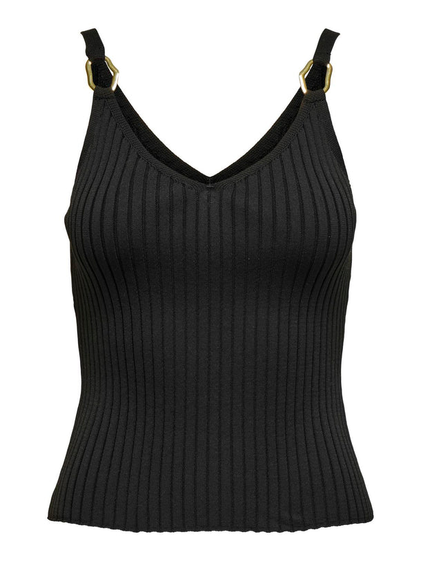 Product TOP ACANALADO CON HEBILLA METÁLICA THELMA-Black Detail:GOLD - Image 1