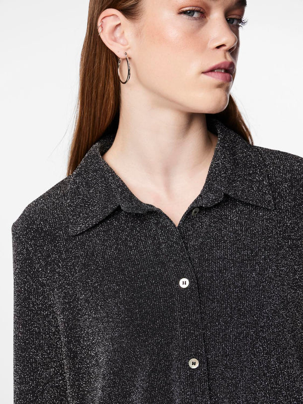 Product CAMISA PIA - Black Detail:SILVER GLITTER - Image 6