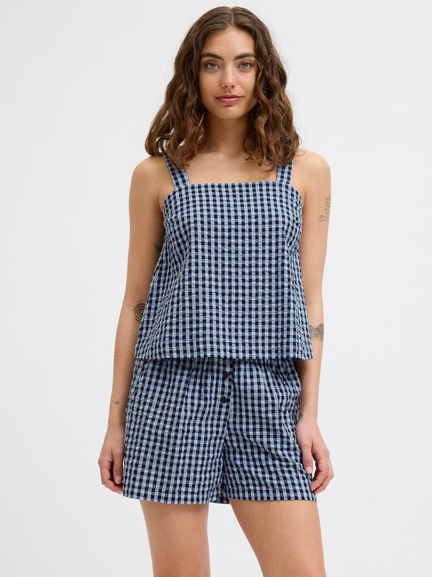 Product TOP CON ESCOTE CUADRADO PETRA - Skyway Checks:Peacoat - Image 4