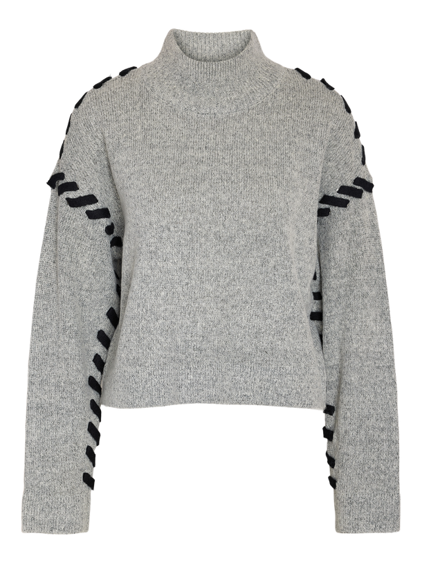 Product SWEATER DONNA - Medium Grey Melange Detail:black contrast - Image 4