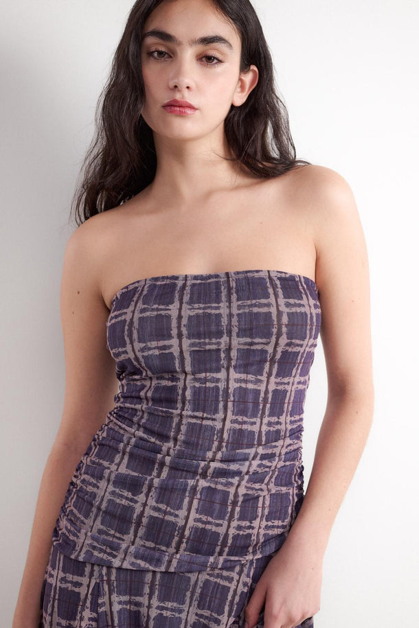 Product VESTIDO ESTAMPADO CUADROS BMK-Burgundy - Image 1