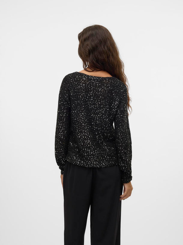 Product SWEATER LEILANI  - Black Detail:W. SILVER SEQUINS - Image 4
