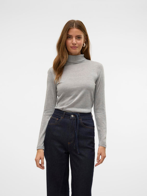 Product TOP SARAH  - Light Grey Melange Detail:SILVER LUREX - Image 2