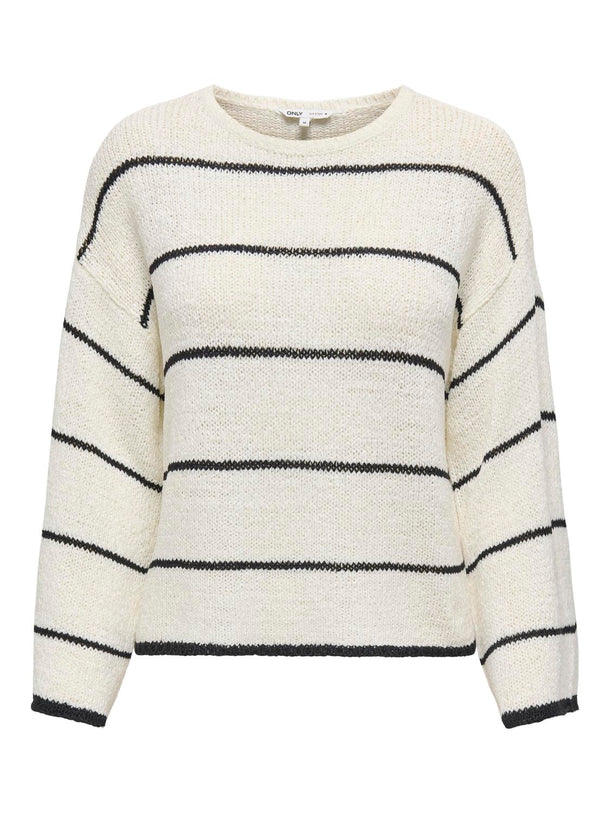 Product SWEATER GEENA - Cloud Dancer Stripes:BLACK - Image 1