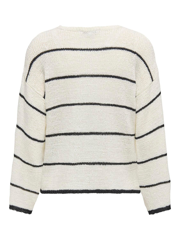 Product SWEATER GEENA - Cloud Dancer Stripes:BLACK - Image 2