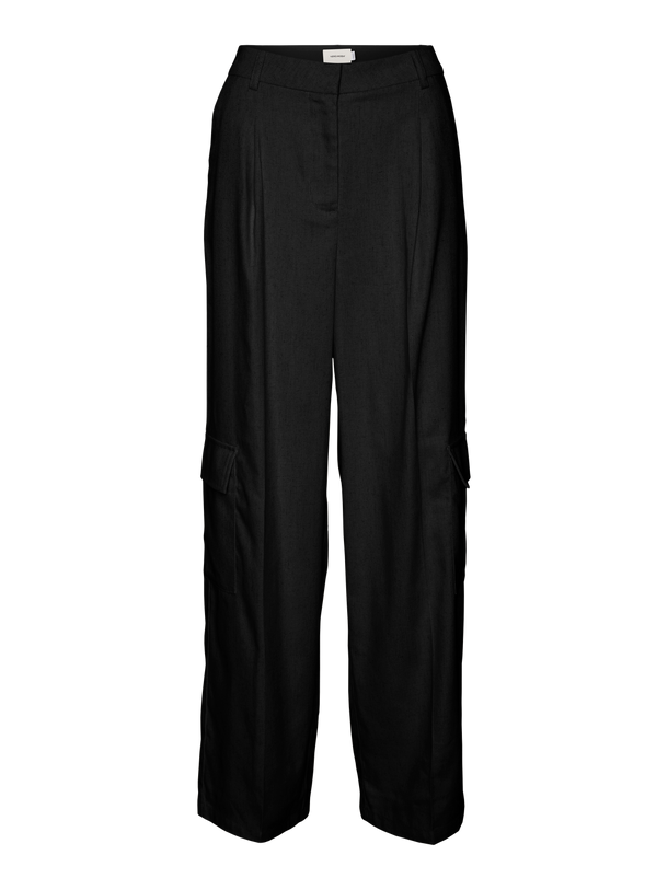 Product PANTALÓN CARGO LINO FLORENCE-Black Detail:MELANGE - Image 1