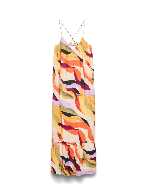 Product VESTIDO MAXI ESTAMPADO CON TIRAS CRUZADAS TILLY-Cloud Dancer AOP:ABSTRACT PRINT - Image 3