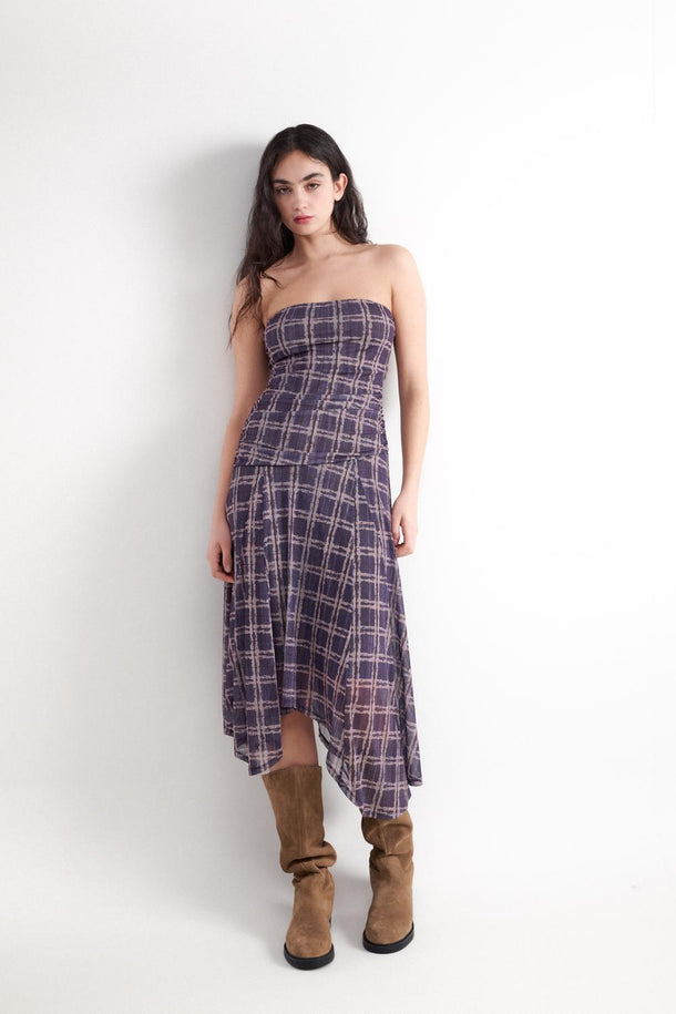 Product VESTIDO ESTAMPADO CUADROS BMK-Burgundy - Image 4