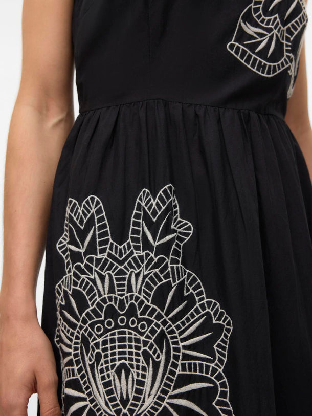 Product VESTIDO CINDY-Black Detail:Oatmeal crochet - Image 4