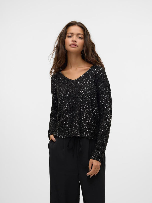 Product SWEATER LEILANI  - Black Detail:W. SILVER SEQUINS - Image 2