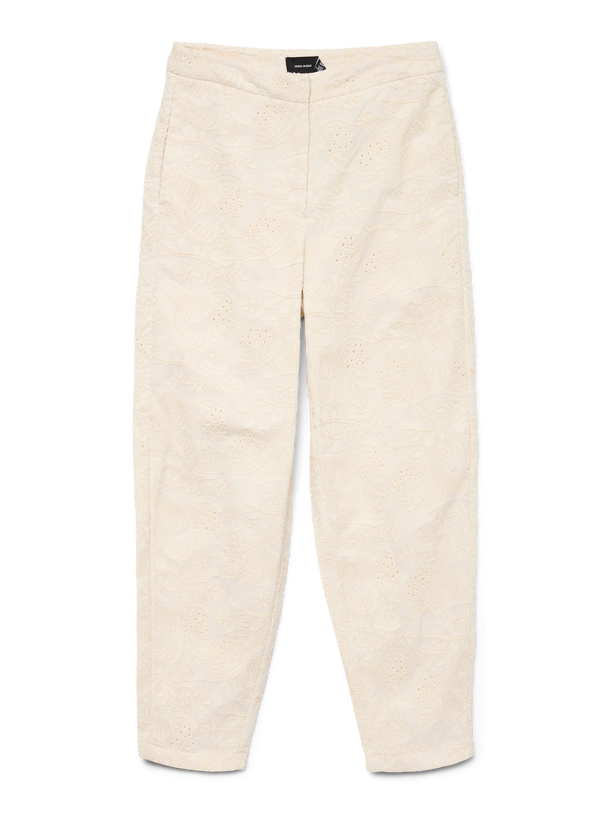 Product PANTALÓN CARROT ELINE-Cloud Dancer Detail:EMBROIDERY ANGLAIS AS OFFER CUT - Image 1