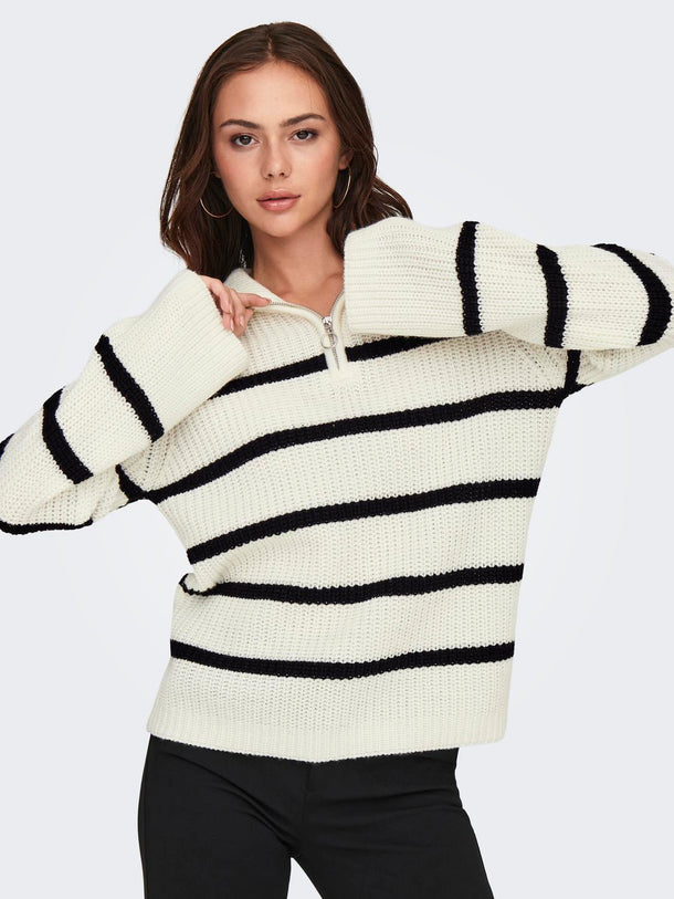 Product SWEATER JUSTY - Eggnog Stripes:BLACK - Image 6