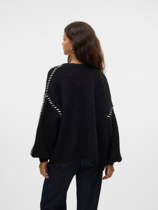 Product CARDIGAN FENG - Black Detail:W. SNOW WHITE - Image 4