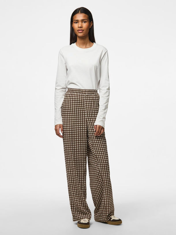 Product PANTALON DULLIE - Chicory Coffee Checks:White - Image 3
