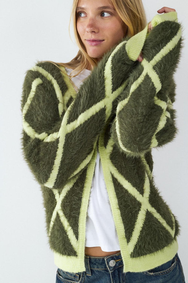 Product CARDIGAN ESTAMPADO CON CUELLO EN V BMK-Classic Green - Image 5