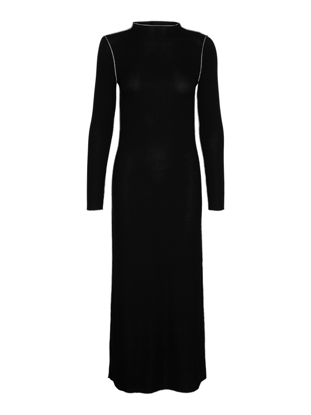 Product VESTIDO NIPA - Black Detail:CREAM CONTRAST STITCHING - Image 4