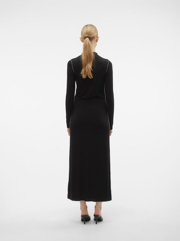 Product VESTIDO NIPA - Black Detail:CREAM CONTRAST STITCHING - Image 3