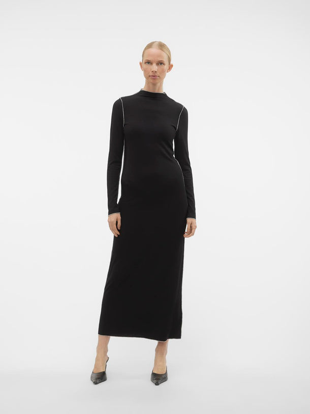 Product VESTIDO NIPA - Black Detail:CREAM CONTRAST STITCHING - Image 2