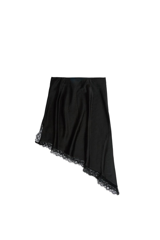 Product POLLERA MINI ASIMÉTRICA SATINADA ENCAJE BMK-Black - Image 4