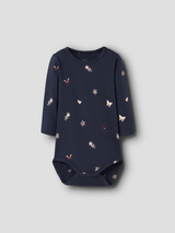 Navy Blazer AOP:Flowers and hearts