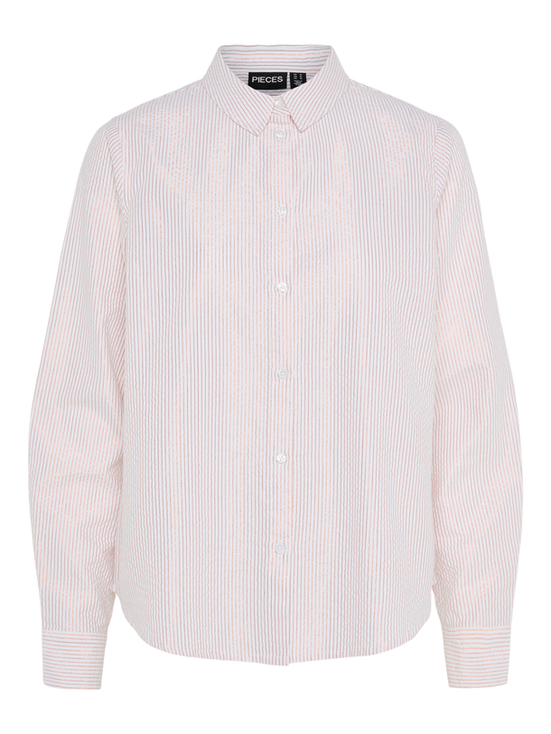 Product CAMISA IRENE - Bright White Stripes:COPPER LUREX - Image 1