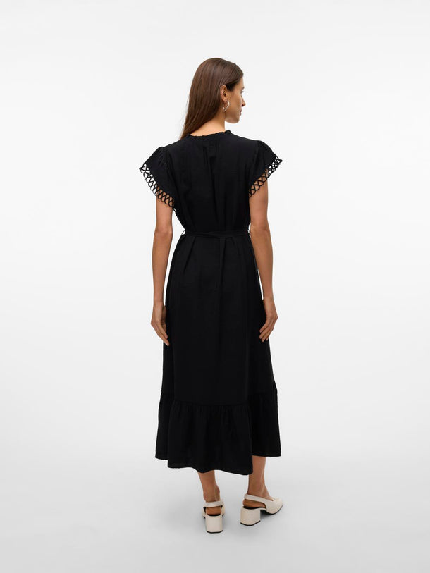 Product VESTIDO MIDI MANGAS CALADAS FLAVIA-Black - Image 4