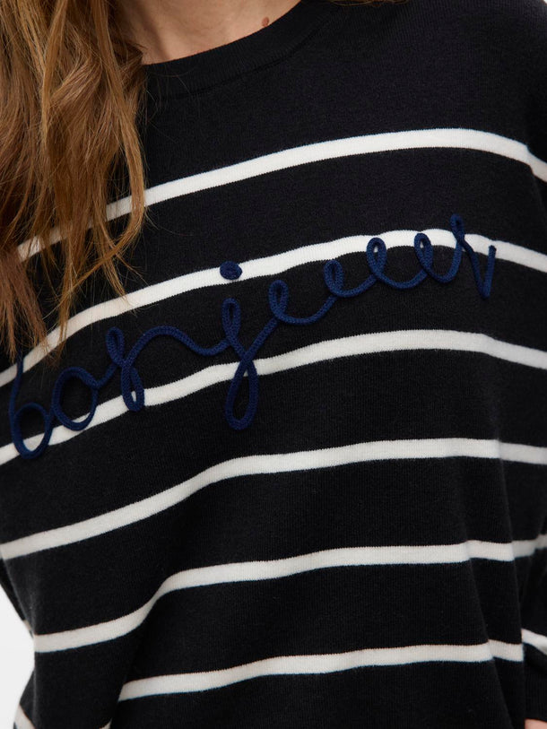 Product SWEATER BONJOUR - Black Detail:W. BIRCH STRIPES AND NAVY BLAZER EMB - Image 5