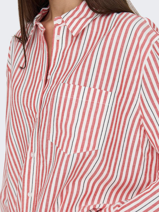 Product CAMISA DE LINO WINDY-Cloud Dancer Stripes:W HIGH RISK RED/BLACK - Image 2