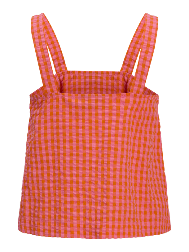 Product TOP CON ESCOTE CUADRADO PETRA - Persimmon Orange Checks:Morning Glory - Image 3