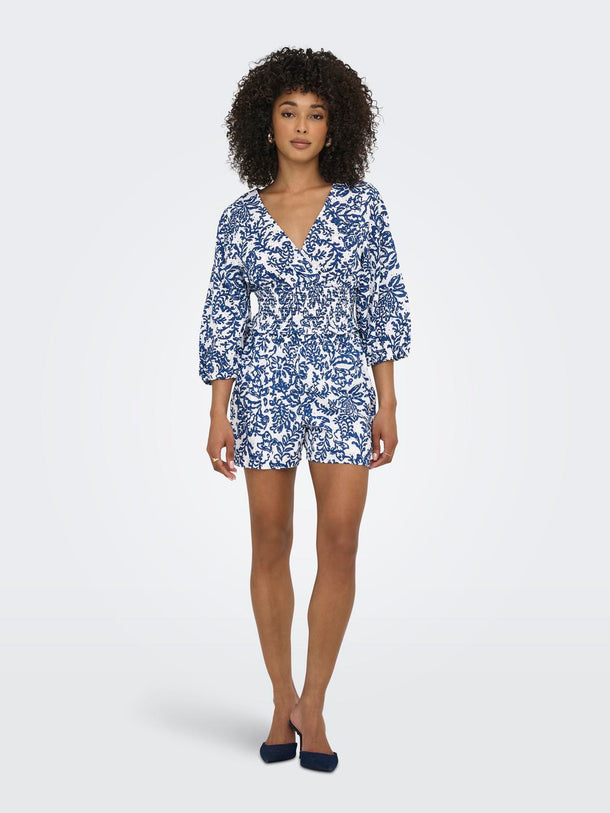 Product TOP PUNTO SMOCK CHANE-Cloud Dancer AOP:W ESTATE BLUE - Image 4