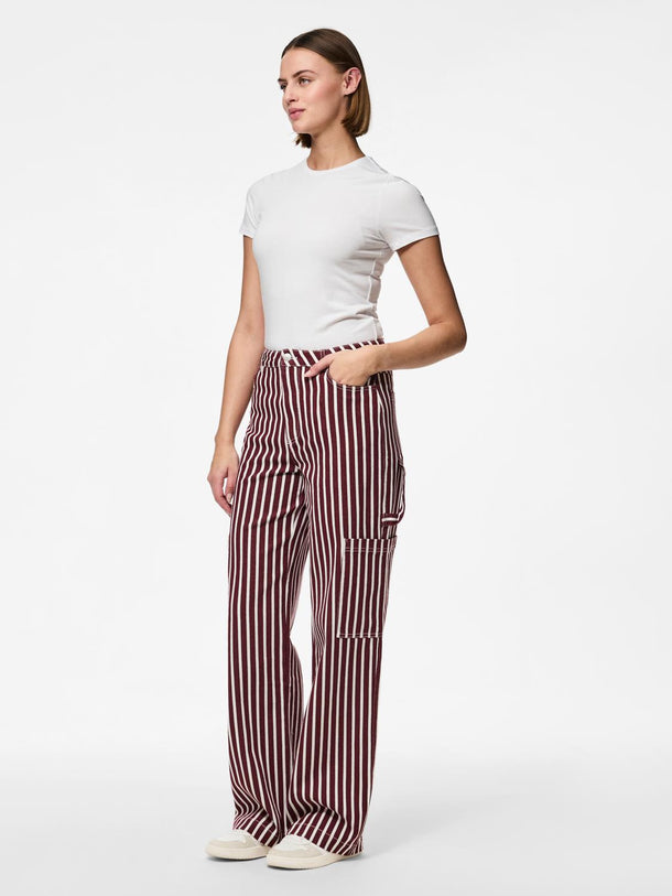 Product PANTALON NICOLINE - Tawny Port Stripes:BRIGHT WHITE - Image 3