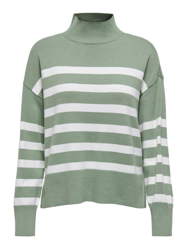 Product SWEATER BARIA - Hedge Green Stripes:Cloud Dancer - Image 1