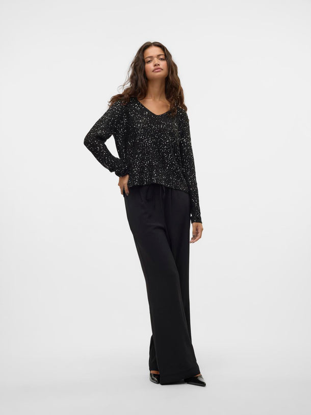 Product SWEATER LEILANI  - Black Detail:W. SILVER SEQUINS - Image 3