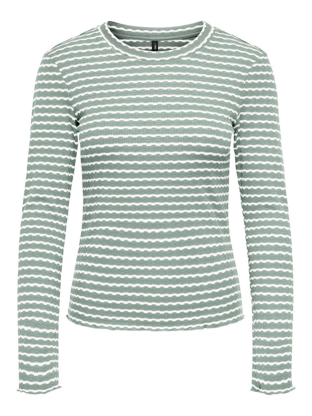 Product TOP LIZ - Aqua Gray Stripes:Cloud dancer - Image 1