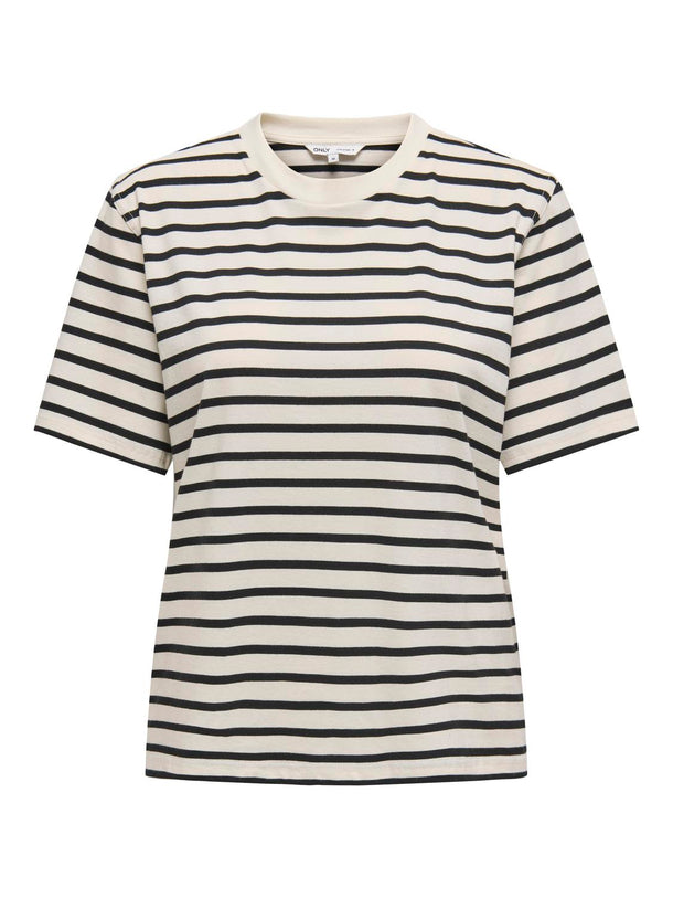 Product CAMISETA LIVINA  - Cloud Dancer Stripes:THIN BLACK STRIPE - Image 1