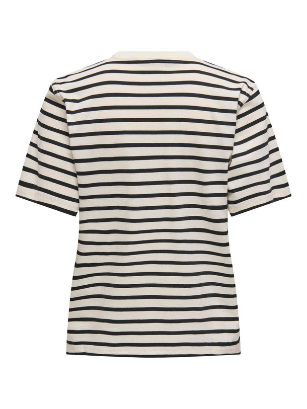Product CAMISETA LIVINA  - Cloud Dancer Stripes:THIN BLACK STRIPE - Image 2