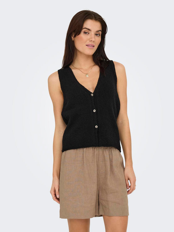 Product TOP TEJIDO CON CUELLO CAMISERO GURLI-Black - Image 1