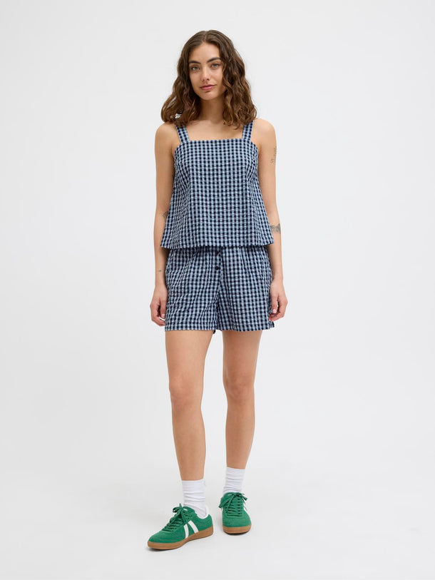 Product TOP CON ESCOTE CUADRADO PETRA - Skyway Checks:Peacoat - Image 5