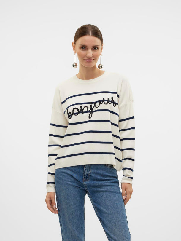 Product SWEATER BONJOUR - Birch Detail:W. NAVY BLZER STRIPES W. BLACK TEXT - Image 2