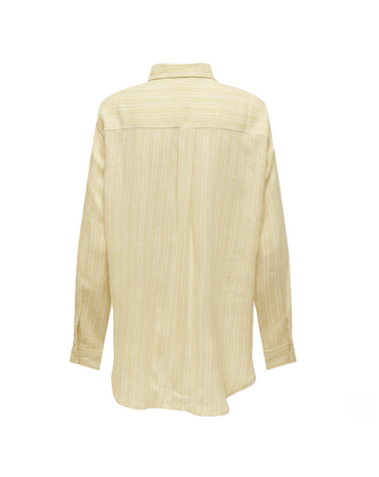 CAMISA LINO TOKYO-Pastel Yellow Stripes:CLOUD DANCER