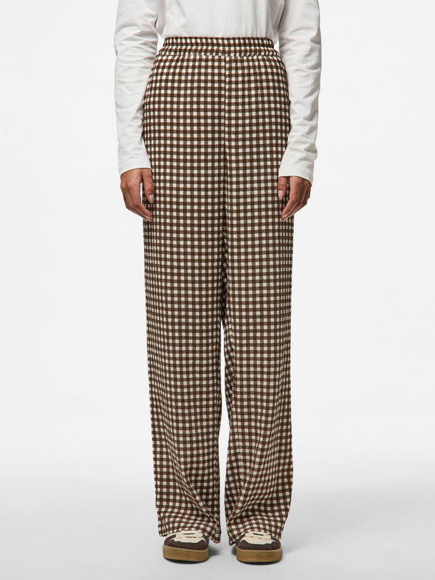 Product PANTALON DULLIE - Chicory Coffee Checks:White - Image 2