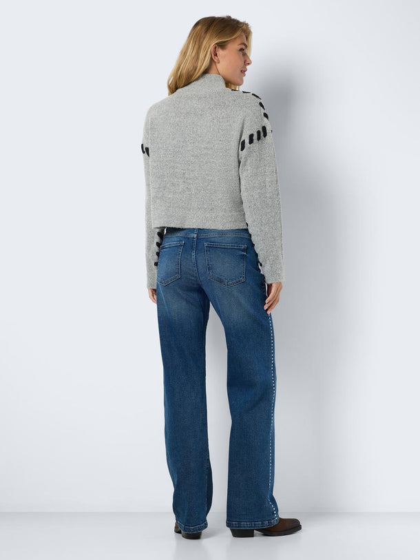Product SWEATER DONNA - Medium Grey Melange Detail:black contrast - Image 2