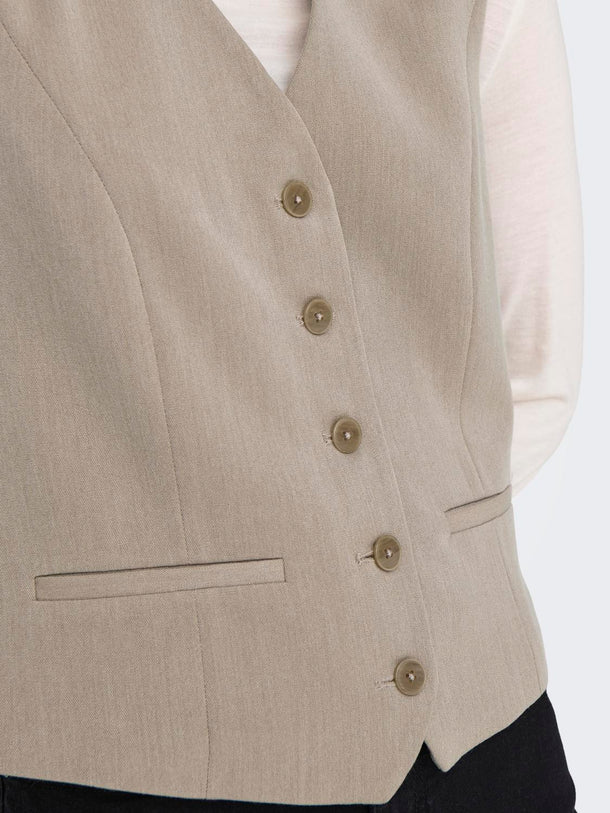 Product CHALECO SASTRERO CON BOTONES HATTIE-Taupe Gray Detail:MELANGE - Image 6